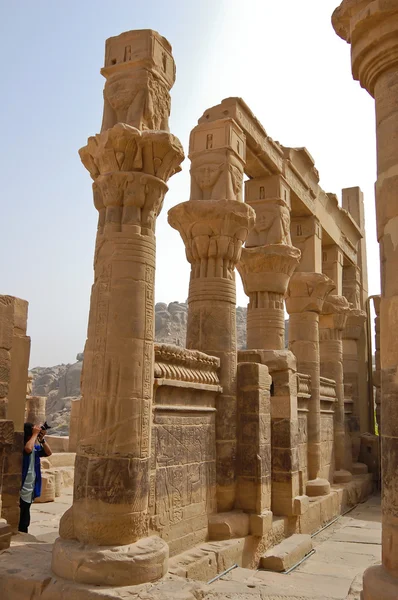 Columns of Hathor head goddess — Stock Photo, Image