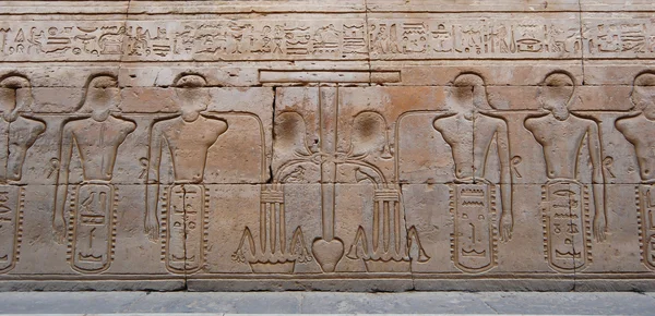 Egyptian engraved image on wall in Kom Ombo temple, Egypt Royalty Free Stock Images