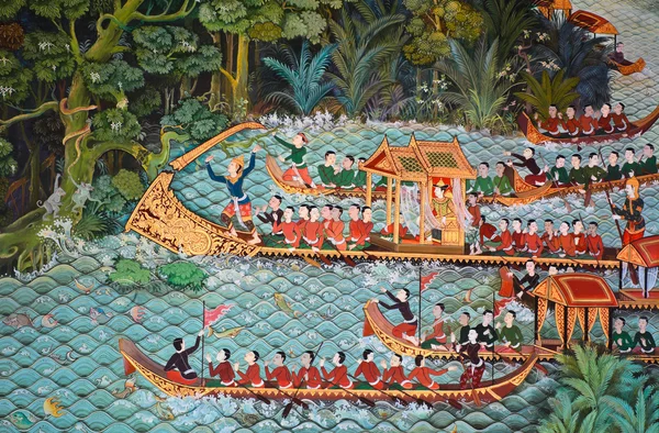 Schöne thailändische Wandmalerei — Stockfoto