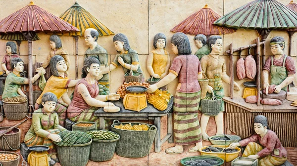 Thailändsk kultur sten carving — Stockfoto