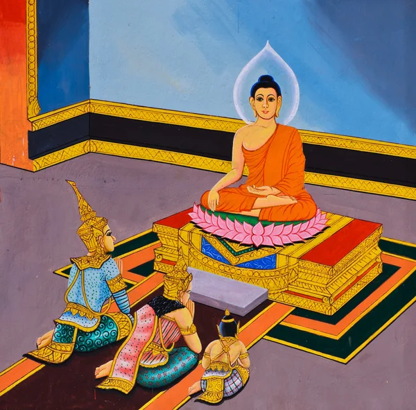 Традиционная тайская фреска — стоковое фото
