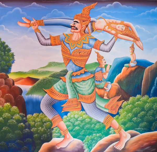 Pittura murale tradizionale tailandese — Foto Stock