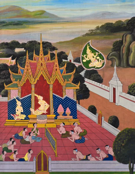 Mural budista tailandés — Foto de Stock