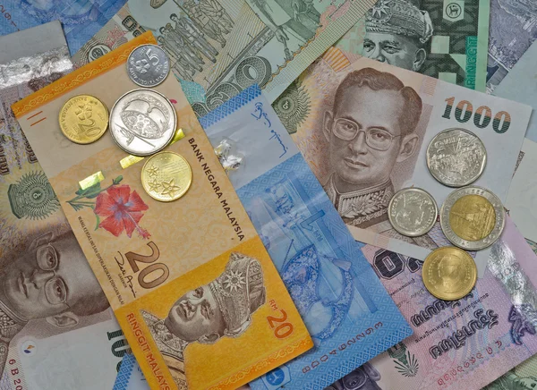 Malaysian and Thai currency — Stock Photo, Image