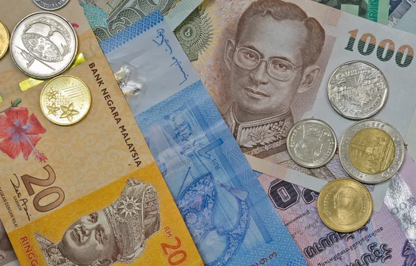 Malaysian and Thai currency — Stock Photo, Image