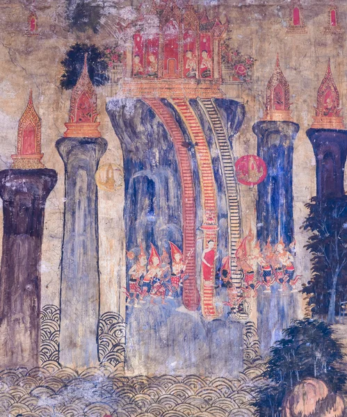 Antike thailändische Wandmalerei — Stockfoto