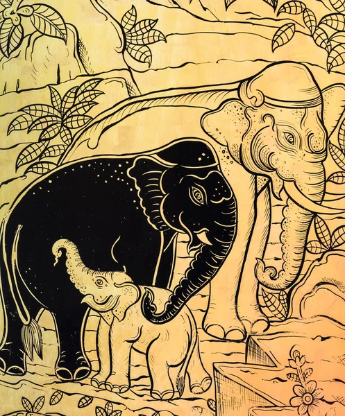 Éléphant thaïlandais peinture — Photo