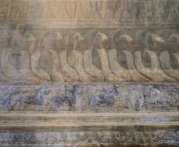 Forntida burmesiska väggmålning — Stockfoto