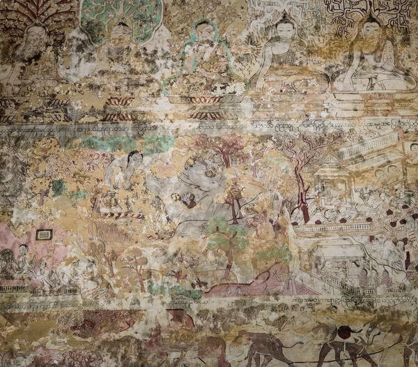 Mural del templo de Bagan, Myanmar — Foto de Stock