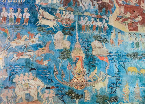 Ancienne peinture murale thaïlandaise — Photo