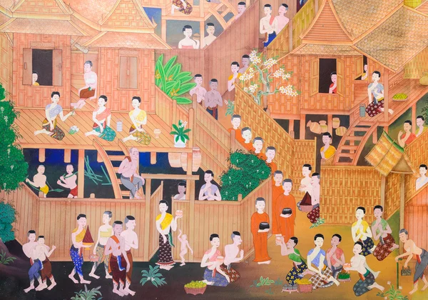 Thaise muurschildering — Stockfoto