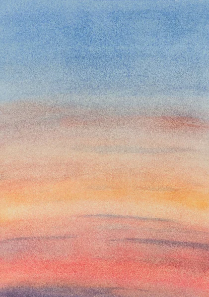 Astratto Cielo Crepuscolo Colorato Con Nuvole Acquerello Pittura Sfondo Disegnato — Foto Stock