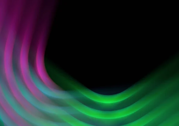 Abstract Black Background Curve Shapes Glowing Pink Blue Green Color — Stockfoto