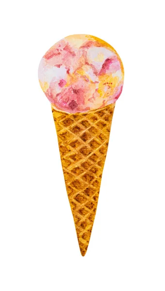 블루베리 요구르트 아이스크림 콘으로 퍼진다 배경에 분리되어 — 스톡 사진