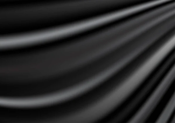 Абстрактный Векторный Фон Роскошная Черная Ткань Мягкими Волнами Жидкой Волной — стоковый вектор
