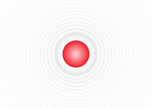 White Circular Rings Red Button Abstract Futuristic Geometric Radial Shapes — Stock vektor