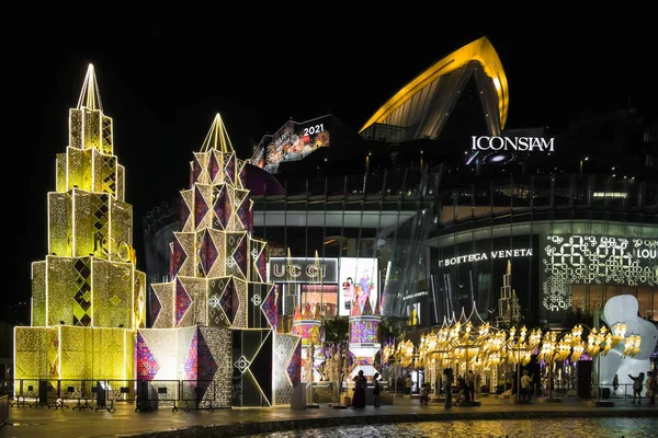 Bangkok Tailandia Diciembre 2020 Iluminación Nocturna Celebración Navidad Año Nuevo —  Fotos de Stock