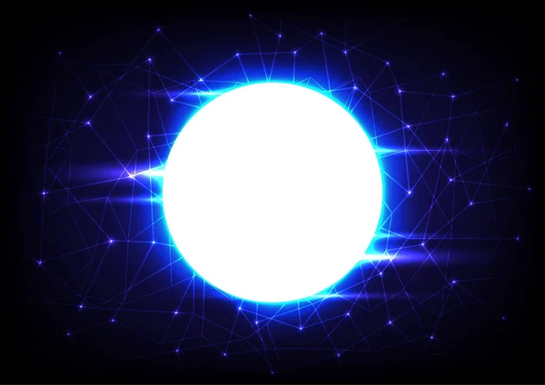 要約ネットワーク接続青の背景と白丸丸とネオン — ストックベクタ