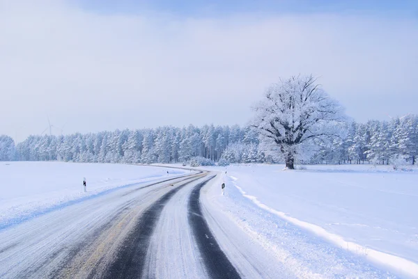 Estrada no inverno — Fotografia de Stock