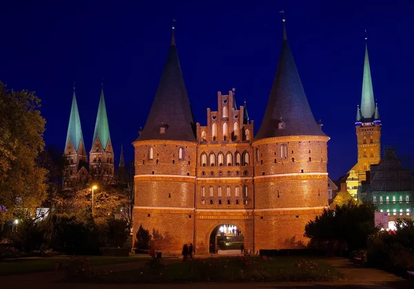 Luebeck Gate by night — Stock Photo, Image