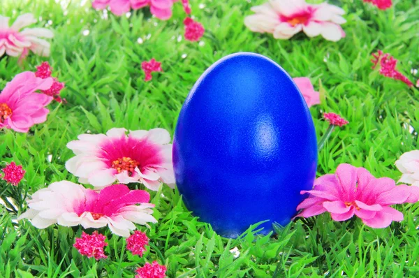 Huevos de Pascua en el prado de flores —  Fotos de Stock