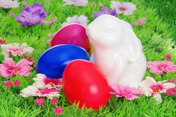 Húsvéti tojás a virágos réten — Stock Fotó
