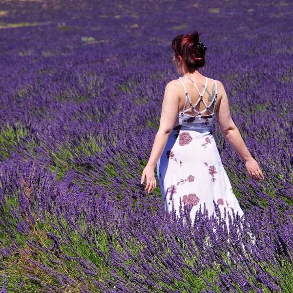 Lavendel veld en jonge vrouw 03 — Stockfoto