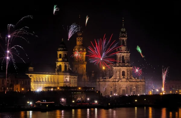 Dresden fyrverkerier — Stockfoto