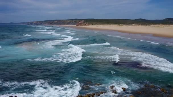 Atlantische strand carrapateira — Stockvideo