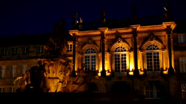 Bayreuth nieuwe paleis bij nacht — Stockvideo