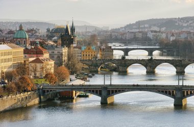 Prag köprüler havadan görünümü 