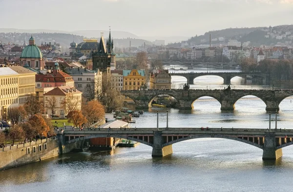 Prague bridges aerial view — Stock Photo, Image