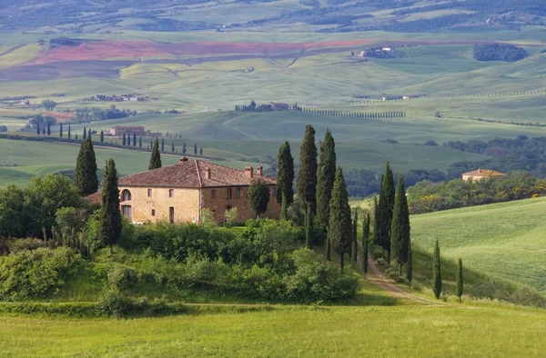 Wunderschöne Landschaft mit toskanischem Haus — Stockfoto