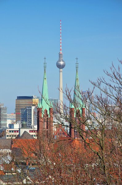 Berlin television tower and church