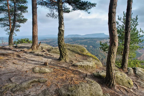 Mountain Zschirnstein Elbe Sandstone Mountains Germany Autumn — Fotografia de Stock