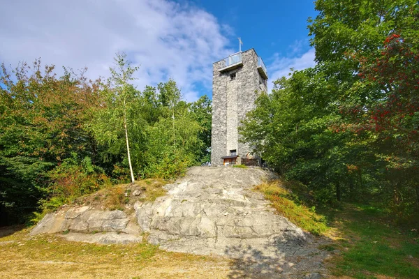 Torre Observación Montaña Breiteberg Las Montañas Zittau Otoño — Foto de Stock