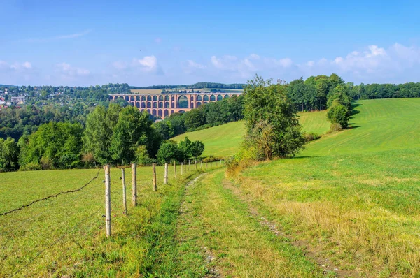 Göltzsch Viadukt Eisenbahnbrücke Sachsen Deutschland Weltgrößte Ziegelbrücke — Stockfoto