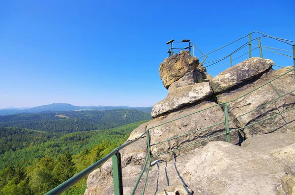 Mountain Pfaffenstein Popova Skala Zittau Mountains Лицензионные Стоковые Изображения