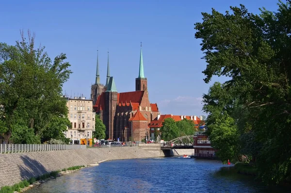 Breslau Katedral Adası Oder Nehri — Stok fotoğraf