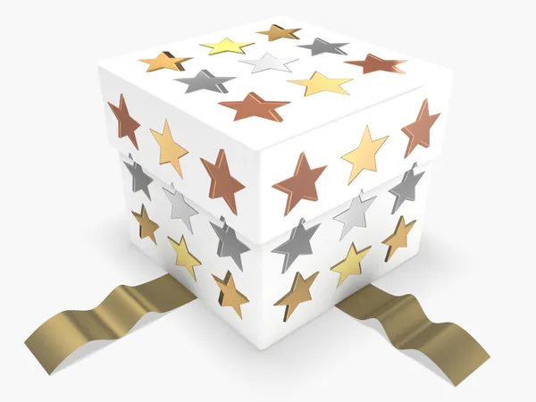 Caja de regalo 3d con estrellas —  Fotos de Stock