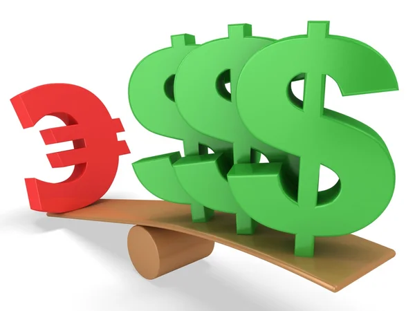 Euro e dollaro in scala — Foto Stock