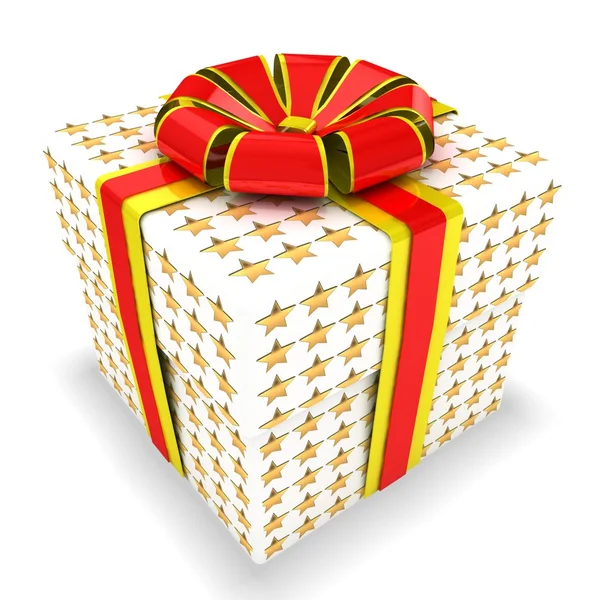 3d gift box with stars texture — Stock Photo, Image