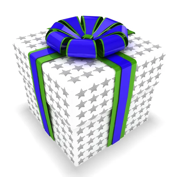 3d gift box with stars texture — Stock Photo, Image