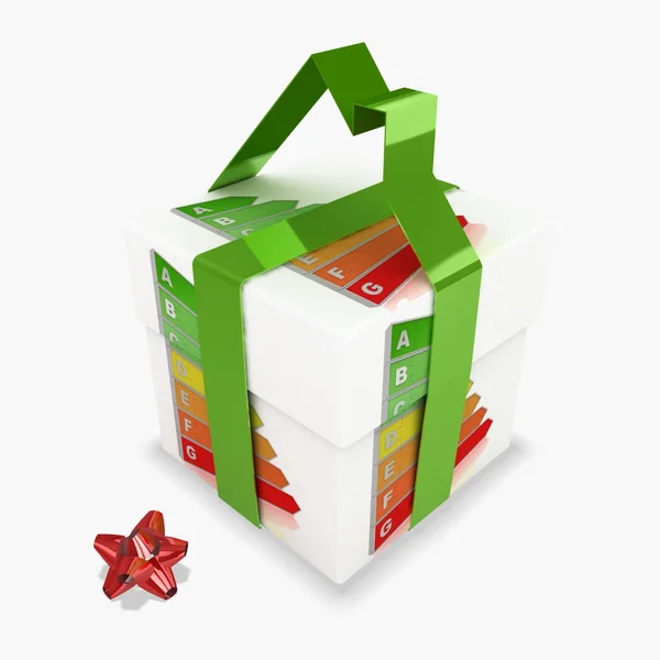 3D Geschenkbox mit Energiesparkonzept — Stockfoto