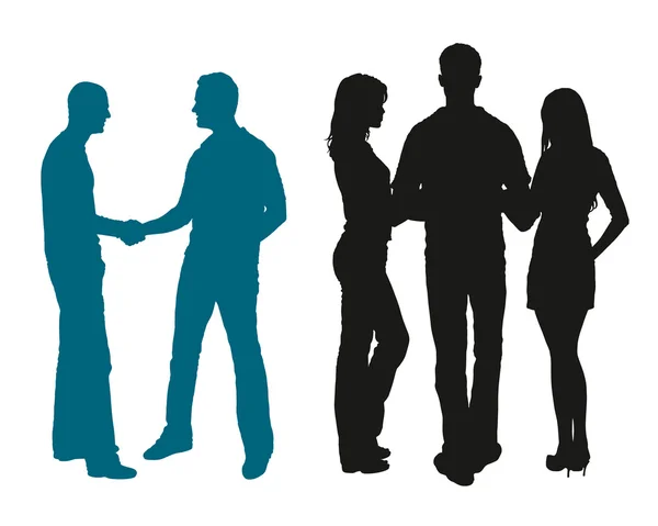 siluetleri gençlerin birbirleri ile sohbet