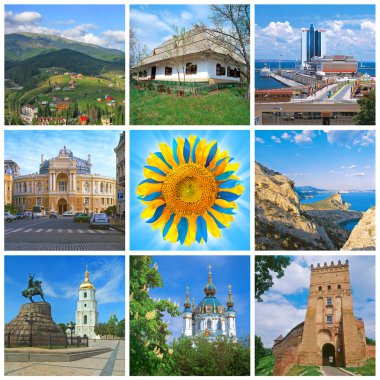 Ukraine landmarks collage clipart