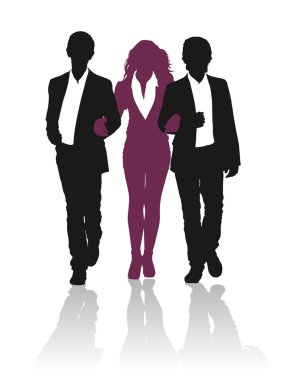 birlikte yürürken gençlerin Silhouettes