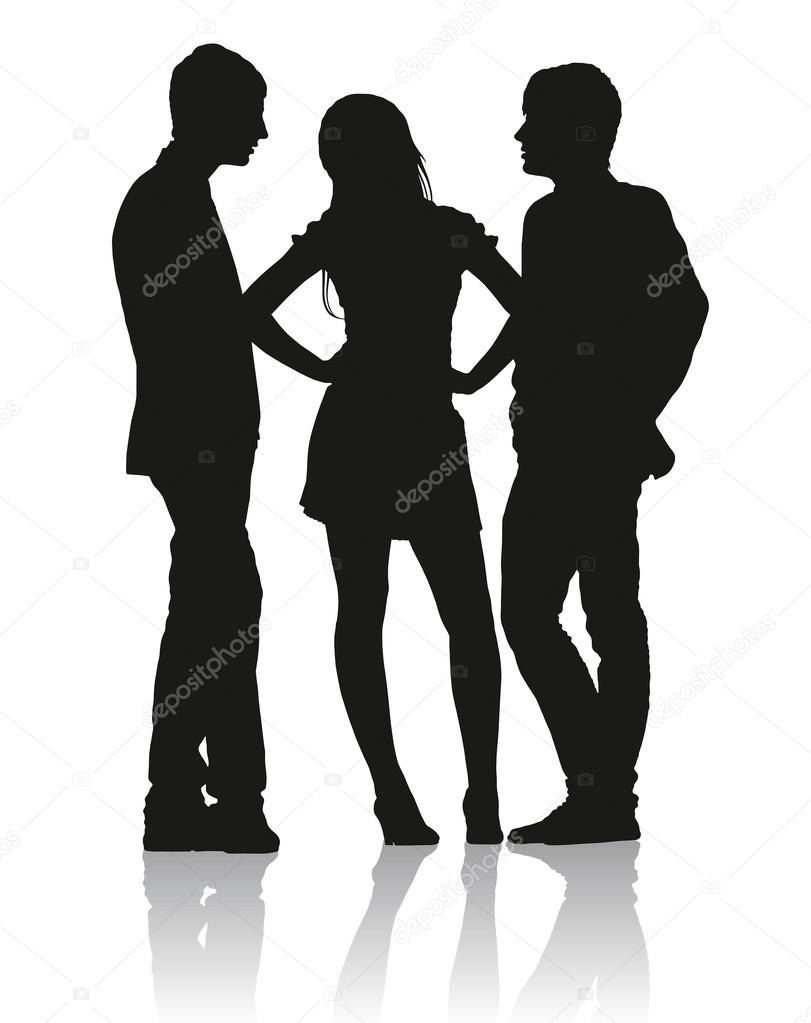 Silhouettes of teens arguing with each other