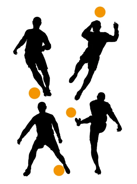 Silhouettes of soccer players — Stock Vector