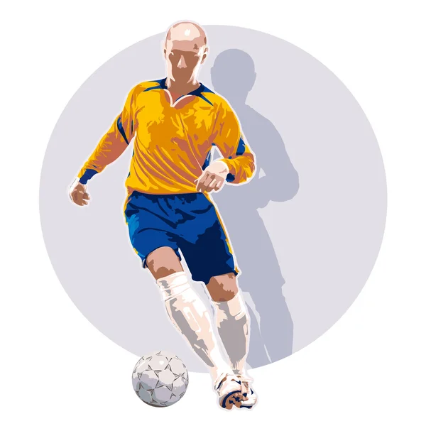 Soccer player dribbling a ball — Stock Vector